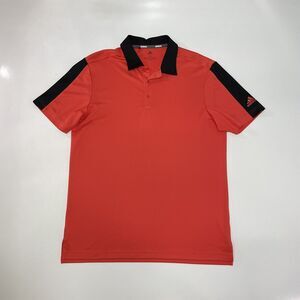 Adidas Men’s Athletic Polo Shirt Red Black Climalite Performance Stretch Golf M